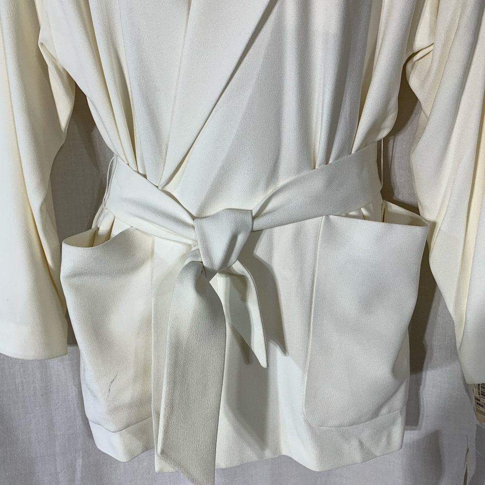 Vintage Liz Claiborne collection light ivory open blazer with tie band Size 10 - Picture 3 of 9